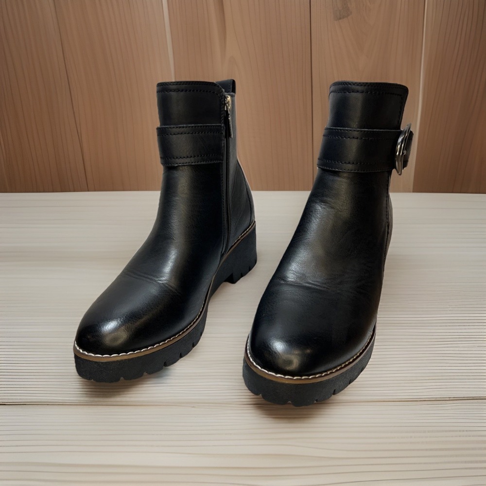 Blondo Dagger Waterproof Boots 9M Black Echo Nubuck Leather Zip Buckle B7328 EUC - Picture 2 of 13